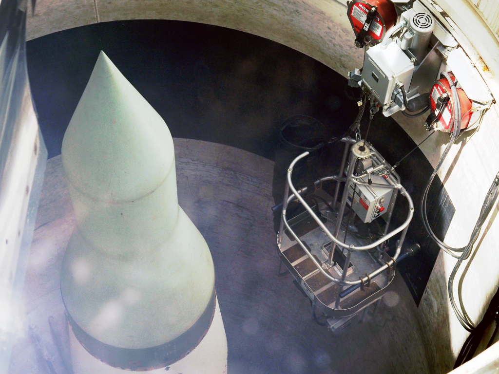 Inside the missile silo of Delta-09 launch facility at the Minuteman Missile National Historic Site in South Dakota, once part of the 66th Missile Squadron, 44th Strategic Missile Wing, United States Air Force